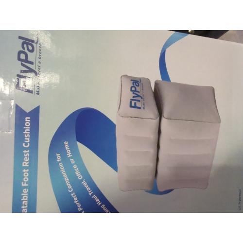 Inflatable Foot Rest for Air Travel, U.S Patented 2 in 1 Design, Blow-Up Pillow Cushion for Home, Office and Kids to Sleep on Long Flights, 17“x11 x17, Grey.