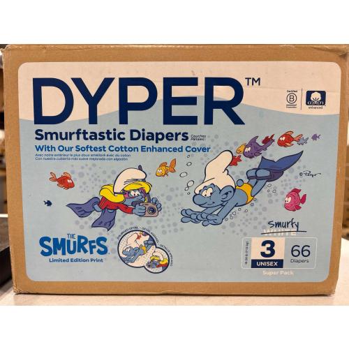 DYPER - Smurftastic  Diapers, With our softest cotton enhanced cover unisex 3      ( one pack close other one is open ,  see the pictures )