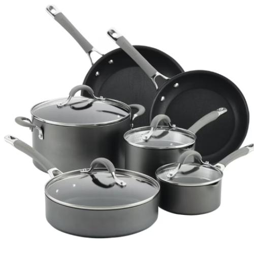 Circulon Elementum Hard-Anodized Nonstick Cookware Set, 10-Piece, Gray