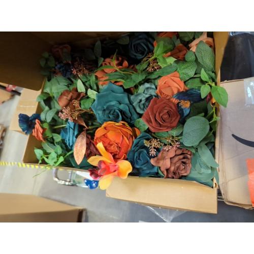 Ling's moment Artificial Flowers Wedding Rustic Teal Fall Combo for DIY Wedding Centerpieces Bouquets Combo Decorations