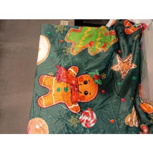 Horaldaily Christmas Flannel Blanket Throw, Green Gingerbread Man Christmas Bear Soft Fuzzy Plush Cozy Fleece Blankets for Couch Sofa Bed Lounging, Ideal Gifts for Kids Adults Wife Self, 50x60