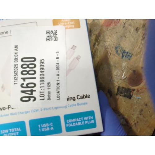 Anker 2-Port 33W Wall Charger with 6' Lightning to USB-C Cable - White