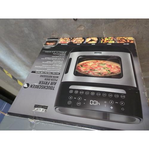 Black and Silver 12.6-qt. Touchscreen Bella PRO Air Fryer Pizza Oven with Rotisserie in Stainless Steel