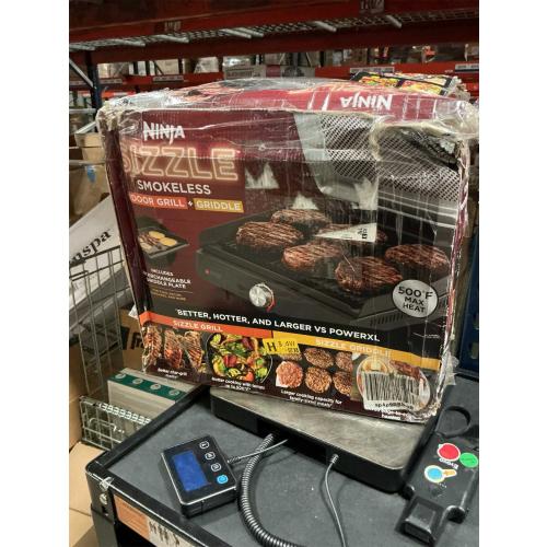 Ninja Griddle and Indoor Grill, 14’’, Electric Grill, For Steak, Burgers, Salmon, Veggies, and More, Pancake Griddle, Nonstick, Dishwasher Safe, 500F, Even Cooking, Silver, GR101