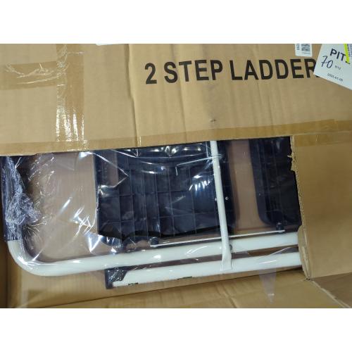 White 2 Step Ladder, Portable Steel Folding Step Stool with Wide Anti-Slip Pedal & Convenient Handgrip, 500lbs Sturdy Steel Ladder, White