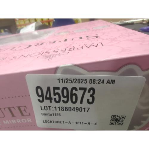 Impressions Vanity Supercute Hello Kitty Tabletop Desk Mirror with Lights and Touch Sensor Switch, Adjustable Tri Tone LED Lighted Makeup Mirror with Hidden Extendable Tray and Phone Holder