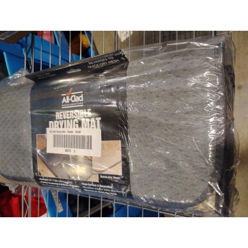 All-Clad Premium Reversible Dish Drying Mat for Kitchen: 16 x 28 Ultra-Absorbent, Long-Lasting, No Condensation, and Oversized for Large Pots and Pans - 3 Pack, Pewter