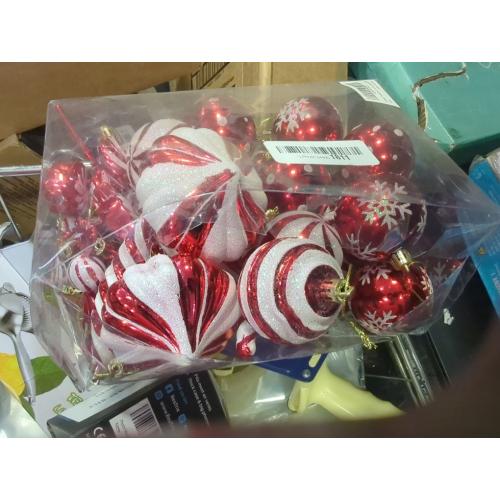 Set of 48 Color Candy cane Christmas Ornaments Candy Lollipop Set -48Pcs for Xmas Tree Decoration Hanging Plastic Gloss Candy Canes Ball Pendants for New Year Home Decor Party Supplies (Red)