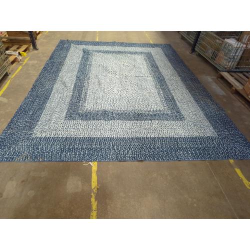 Washable Rug  Boho Accent Carpet Modern Geometric Floor Carpet Indoor Throw Floor Cover Braided Print Rug Low Pile Non Slip Farmhouse Rustic Bohemian Carpet for Living Room Bedroom, Blue