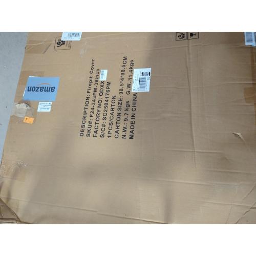 Fire Pit Lid Cover Round - 38 Rust Resistant Powder Coated Steel Firepit Cover or Table with 2 Wooden Handles for Patio Fire Pit, Weatherproof for All Seasons, Fits Fire Pits Up to 36