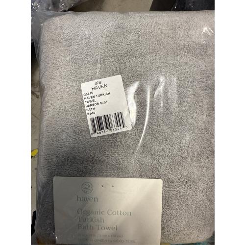 Haven Turkish Cotton Bath Towel in Harbor Mist Grey - set of 2