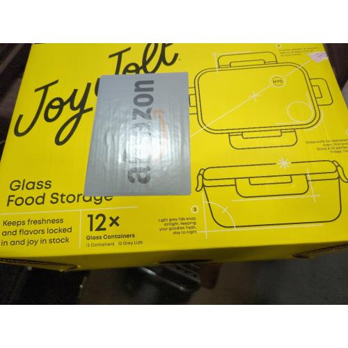 JoyFul 24-Piece Light Grey Glass Storage Containers with Leakproof Lids Set