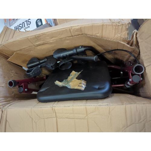 Medline Steel Rollator Walker for Adult Mobility Impairment, Burgundy, 350 lb. Weight Capacity, 8” Wheels, Foldable, Adjustable Handles, Rolling Walker for Seniors