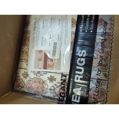 zesthome 8x10 Area Rugs for Living Room,Non-Slip Backing Washable Rugs,Vintage Large Area Rug，Stain Resistant Home Decor Rug (Orange,8'x10')