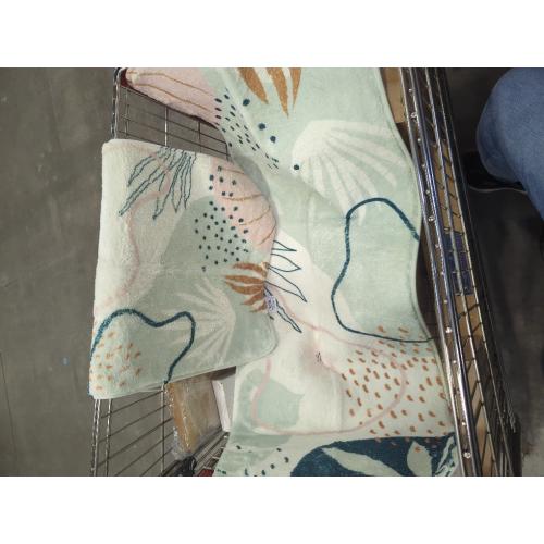 Uphome Bathroom Rugs Modern Abstract Velvet Bath Mat Non-Slip Colorful Botanical Printed Bath Rug Soft Machine Washable Floor Mats Art Design for Bathroom Tub Shower,20''x31''