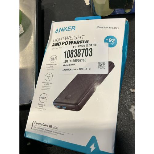 Anker - PowerCore III 20K MAh USB-C Portable Battery Charger - Black