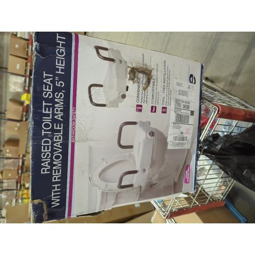 Carex E-Z Lock Raised Toilet Seat With Handles, 5 Toilet Seat Riser with Arms, Handicap Raised Toilet Seat For Seniors and Elevated Toilet Seat