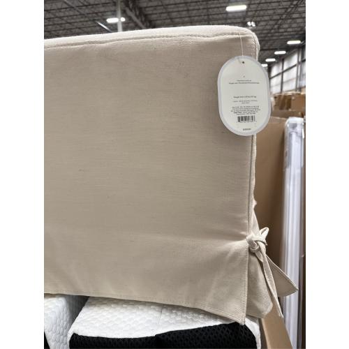 Lynwood Slipcover Cube Ottoman with Tie Details Cream - Threshold™ designed w/Studio McGee