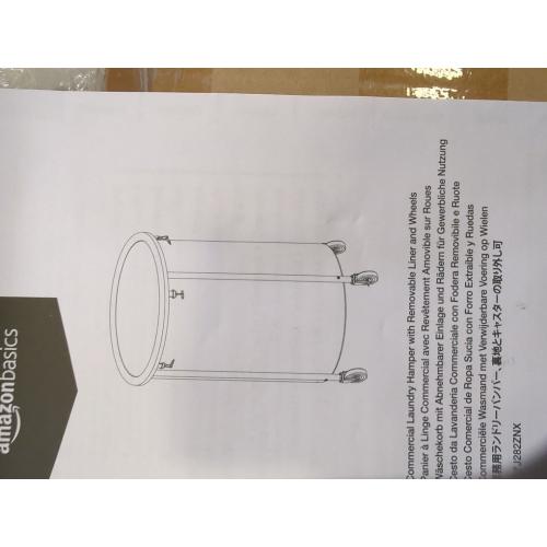 SONGMICS Laundry Basket with Wheels, Rolling Laundry Hamper, 45 Gal., Round Laundry Cart with Steel Frame and Removable Bag, 4 Casters and 2 Brakes, Cream and Silver URLS01MZ