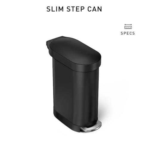 simplehuman 45 Liter / 12 Gallon Slim Hands-Free Kitchen Step Trash Can, Black