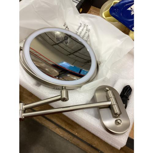 Auxmir 1X/30X Wall Mounted Makeup Mirror with Light, 8 Rechargeable Double-Sided Magnifying Mirror, Vanity Mirror Dimmable 3 Color Light, 360° Extension Rotation Foldable 14.5 Inch Arm, Chrome