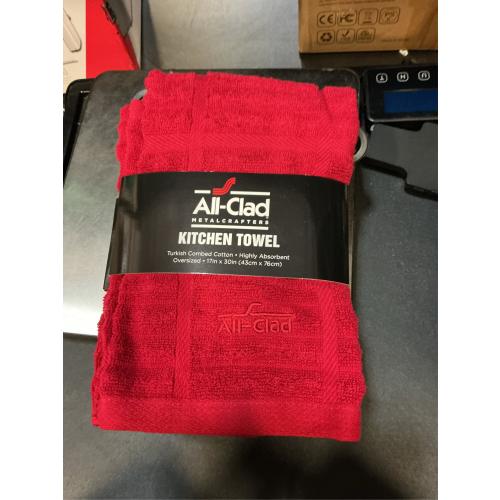 3 Packs All-Clad Solid Kitchen Towel: Highly Absorbent, Super Soft Long Lasting - 100% Cotton, 17x30 Tea Towel for Cleaning & Drying Dishes, Pans, Glassware, or Countertops, (1-Pack), Chili
