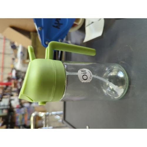 YRRAMATE 16oz/470ml Glass Olive Oil Sprayer for Cooking with Stickers, 2 in 1 Oil Dispenser for Kitchen Gadgets, Food Grade Premium Spray Bottle with Portion Control for Salad, Frying, BBQ (Green)