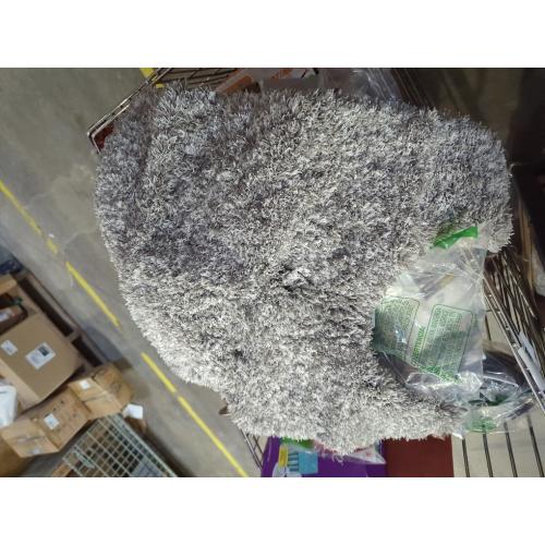 Yimobra Fluffy Toilet Rugs U Shaped, Shaggy Soft Comfortable Non Slip, Water Absorbent Microfiber Bath Mat, Dries Quickly, Machine Washable Thick Bathroom Floor Rugs, 24x 20, Light Gray and White