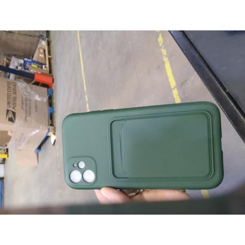 Green -Silicone Card Case Compatible with iPhone 11 6.1 inch, Shock-Absorbing Protective Case with Card Holder, Soft Slim Wallet Case Compatible with iPhone 11 case-Deep Green