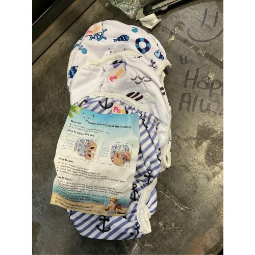 Reusable Baby Swim Diapers, Adjustable Diaper Swim for Toddlers 9 Months - 3 Years Old, 3 Pack for Swimming Lessons (Anchor, Large)