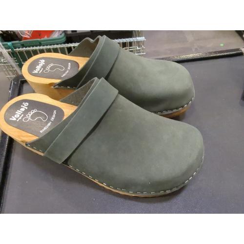 Size 40...Vollsjo Women's Genuine Leather Wooden Clogs Made in EU