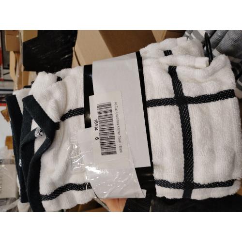 All-Clad Checked Kitchen Towel: Highly Absorbent, Super Soft Long Lasting - 100% Cotton, 17x30 Tea Towel for Cleaning & Drying Dishes, Pans, Glassware, or Countertops, (6-Pack), Black