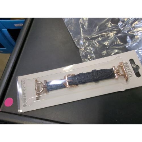 Genuine Leather Band Compatible with Apple Watch Women 38mm 40mm 41mm 42mm(2024 series 10), Designer Slim Leather Strap with D-Shape Gold Metal Buckle for iWatch Series 10 9 8 SE 7 6 5 4 3 2 1, Black