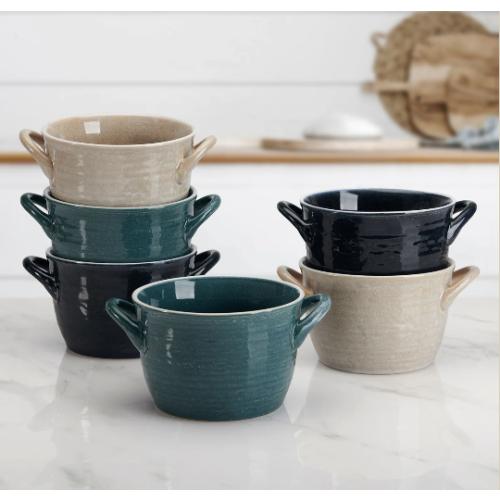 Cauldron Double Handle Set of 6 Soup Bowls