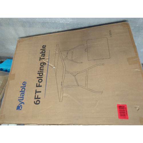 Folding Table 6ft Portable Heavy Duty Plastic Fold-in-Half Utility Foldable Table Plastic Dining Indoor Outdoor for Camping, Picnic and Party, White