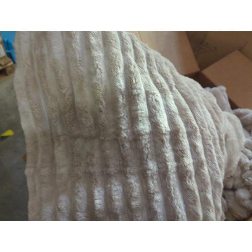 BEDELITE Large Fleece Throw Blanket for Couch  Soft & Warm Fluffy Beige Blanket, Decorative and Giftable Striped Blankets for Women, Men,