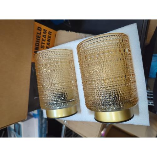 2 Pack Battery Operated Decorative Aesthetic Lamp with Timer for Dorm/Office/ Patio/Bedside/,Small Cordless Table Lamps with LED Warm Bulb for Shelf/Coffee Table/Entryway/ Mantle/Dresser Decor(Clear)