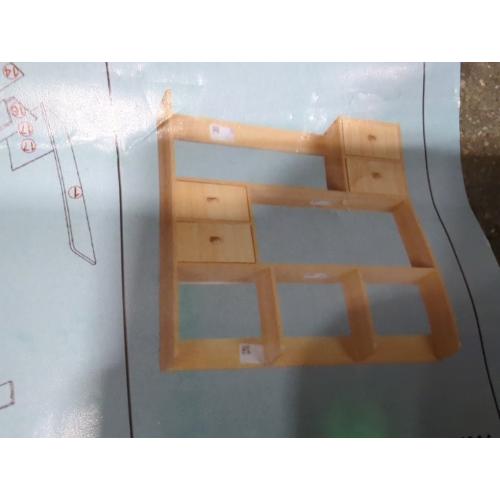 Desk Hutch, Wood Desktop Shelf Organizer with Cubby & Drawer for College Dorm Room, Office Desk Top Bookshelf for Storage