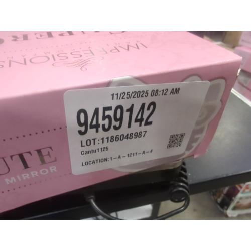 Impressions Vanity Supercute Hello Kitty Tabletop Desk Mirror with Lights and Touch Sensor Switch, Adjustable Tri Tone LED Lighted Makeup Mirror with Hidden Extendable Tray and Phone Holder