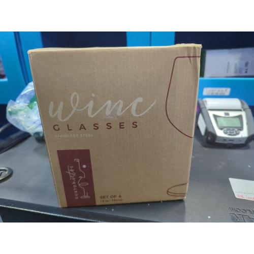 Gusto Nostro Stainless Steel Wine Glass - 18 oz Unbreakable Gold Wine Glasses for Travel, Camping and Pool - Fancy, Unique and Cute Portable Metal Wine Glass for Outdoor Events, Picnics (Set of 4)