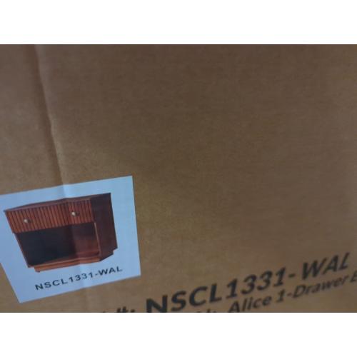 Walnut Kaybri 23.5''W Modern Fully Assembled Fluted Solid Wood Nightstand with Hidden Compartment and Charging Staion