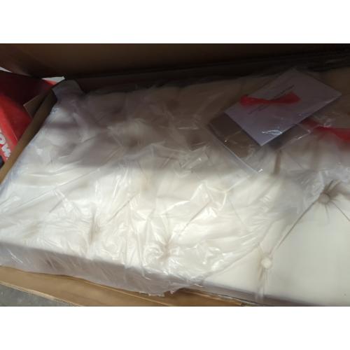 King Bed Frame Cream With Wingback Studs