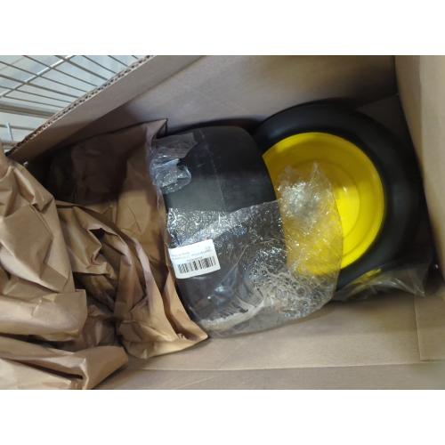 BLACK TIRE YELLOW RIM 2 Pcs 13x6.50-6 Lawn Mower Tires Flat Free with 3/4 Chrome Steel Bearings, 13x6.50-6 Zero Turn Mower Front Tires, 13x6.5-6 Flat Free Lawn Mower Tires for Commercial Grade Lawn, 5.5-7.5 Centered Hub