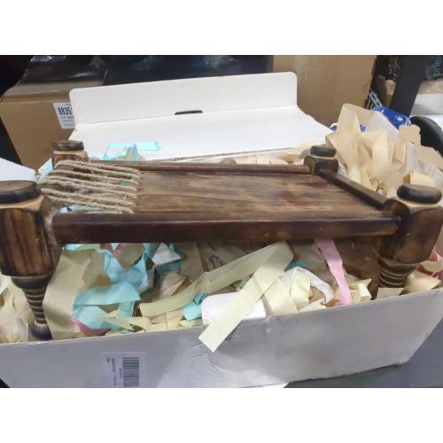 Size 11.5 Color brown eSplanade Cot Charpai Khaat Serving Platter Tableware Serve-Ware for Home and Kitchen | Wood - 11.5 Inches - Brown