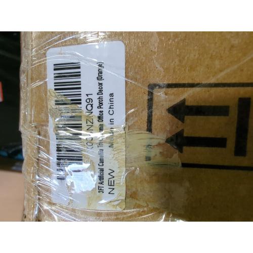 3FT Artificial Camellia Tree, 2 Pack Fake Camellia Tree Artificial Tree, Faux Floral Plants in Cement Pot, Greenery Potted Plant for Indoor Outdoor Home Office Porch Decor (Orange)