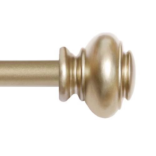 H.VERSAILTEX Gold Single Curtain Rod, 0.75 Inch Diameter, Stainless Steel with Ball Finial, Adjustable 28 - 48 Inch