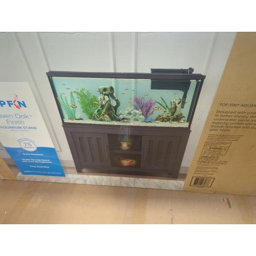 Color Black Fish Tank Stand Up to 75 Gallon, Aquarium Stand with Sliding Barn Doors & Power Outlet, Black Farmhouse Style Stand with Cabinet Storage for Fish Tank, Turtle Tank, Reptile Terrarium,1000LBS Capacity