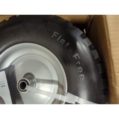 MaxAuto Wheelbarrow Tires 4.80 4.00-8 Flat-Free 4.80/4.00-8 Tire and Wheel w/Grease Fitting, 3 Centered Hub, 3/4 Bearings, 4.80 4.00-8 Tire for Hand Truck, Trolley, Garden Cart, Wagons, Gray