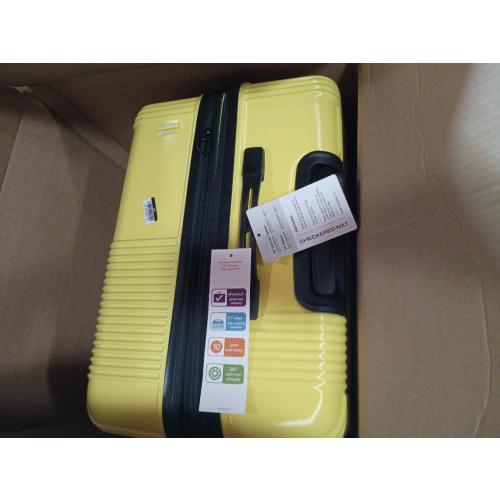 American Tourister NXT Hardside Large Checked Spinner Suitcase - Yellow: 8-Wheel Durable ABS