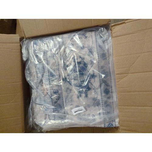 Area Rugs 8'x10' Washable Non-Slip, Floral Vintage Distress Print Pattern Medallion Carpet for Living Room Bedroom Dining Room, Light Blue Navy Beige Gray White